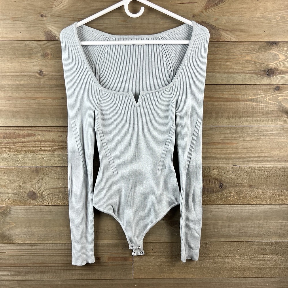 Abercrombie & Fitch‎ Womens Bodysuit Sweetheart Sweater Ribbed Long Sleeve Small